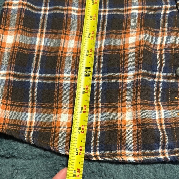 Men's Navy/ Orange Plaid Shirt large - Picture 7 of 8
